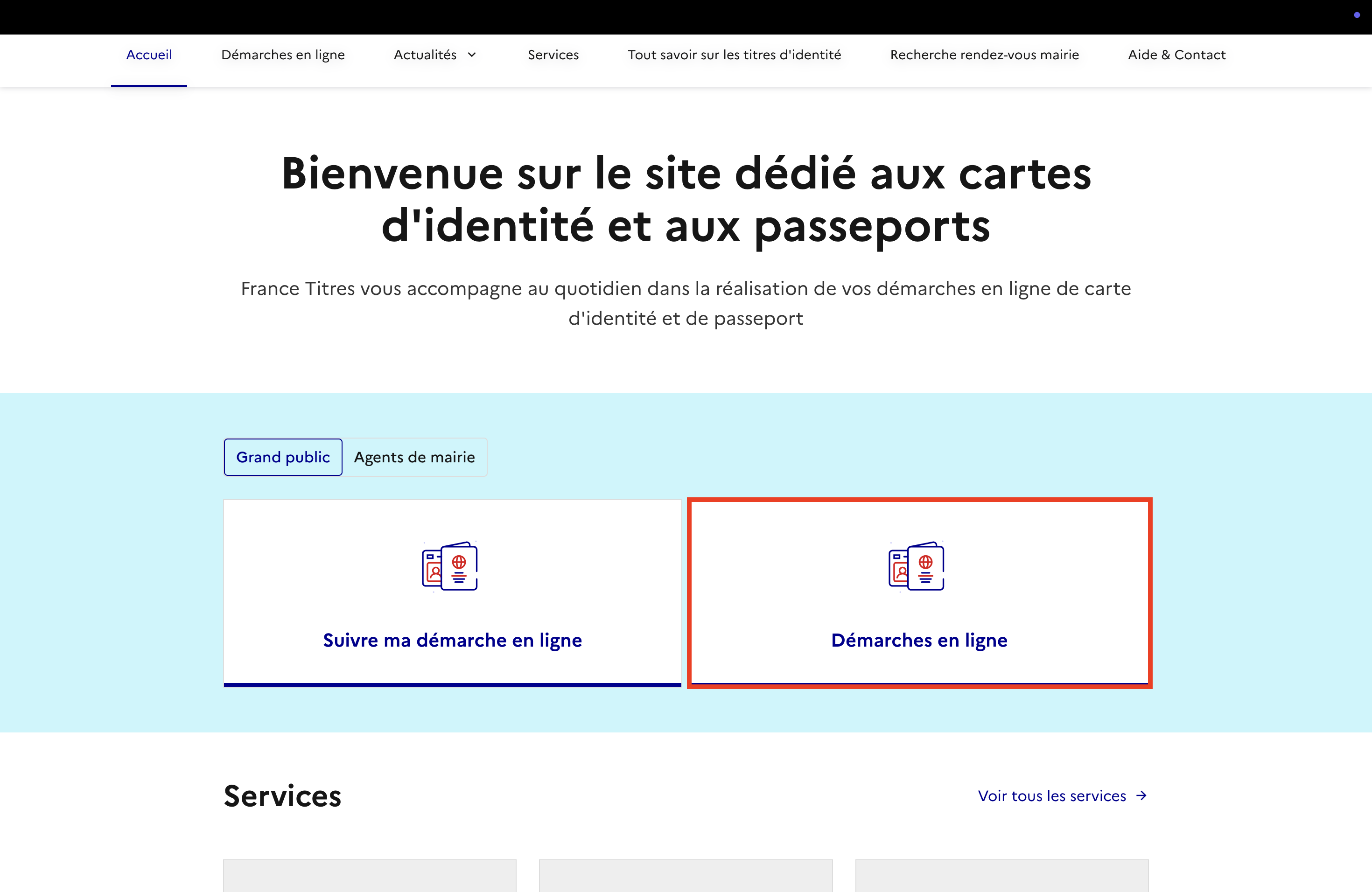 Bouton carte démarche en ligne