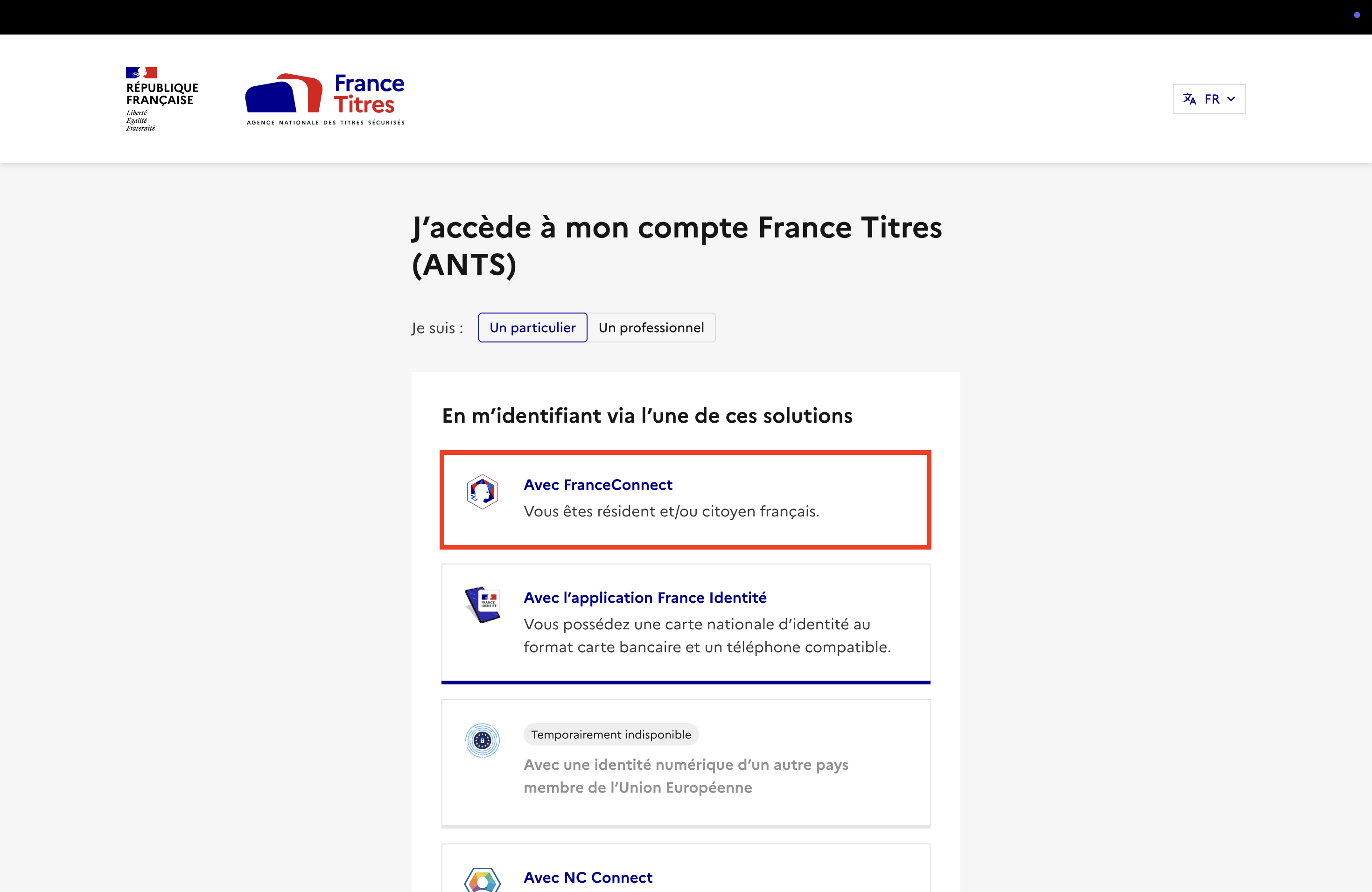 Bouton France Connect