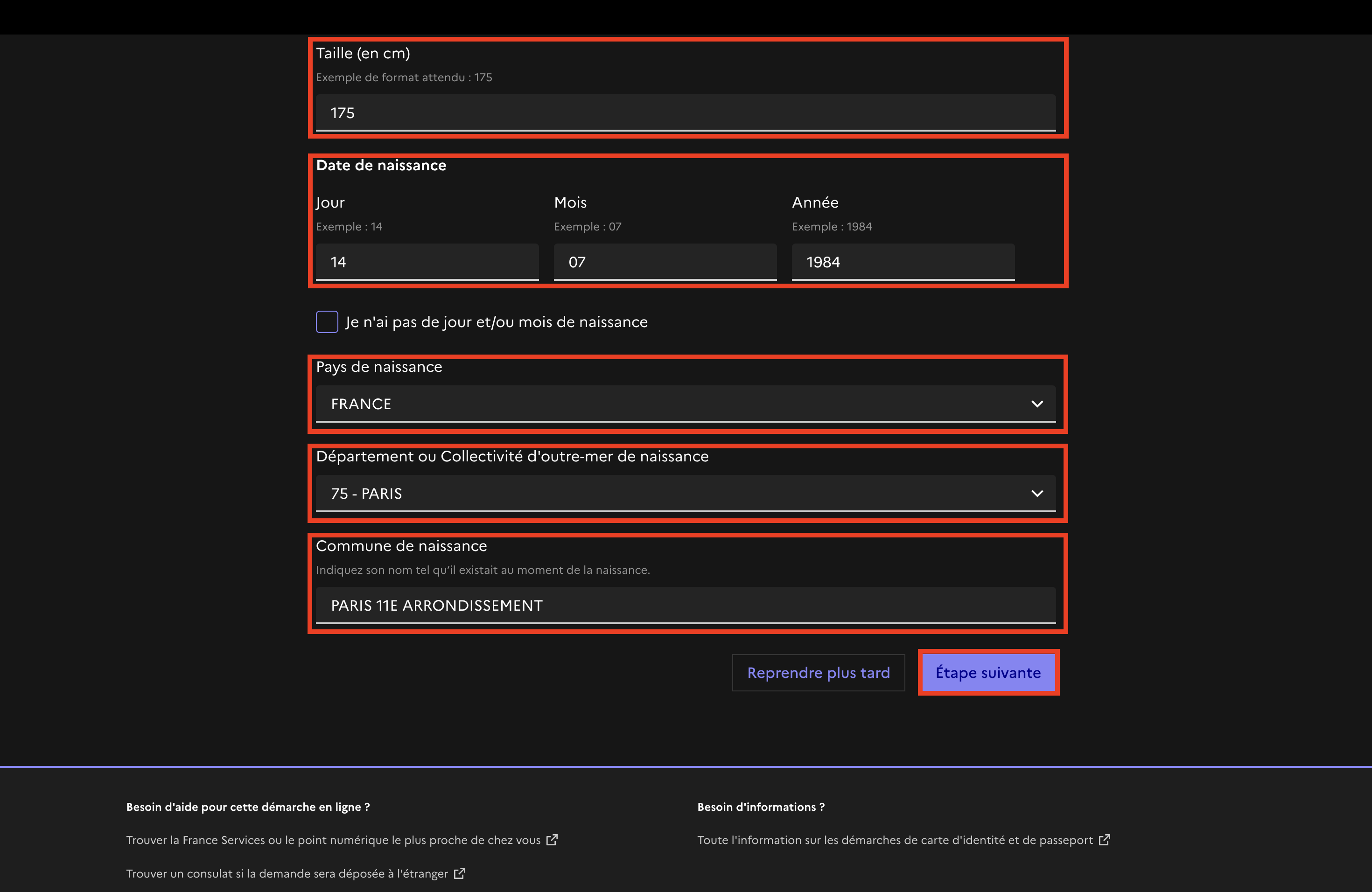 Formulaire Etat civil 2